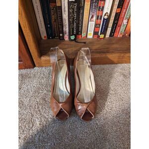 Maggie's shoes made in Italy leather peeptoe heels sz 38 euc